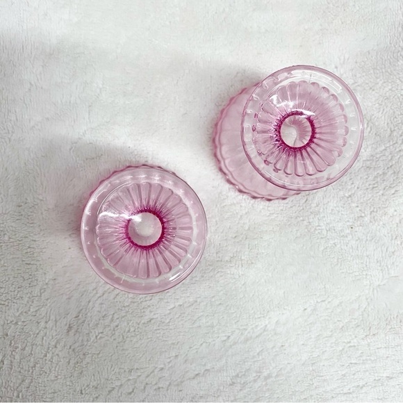 Pink Ridged Glass Easter Egg Cups - set of 2​ - Picture 3 of 3
